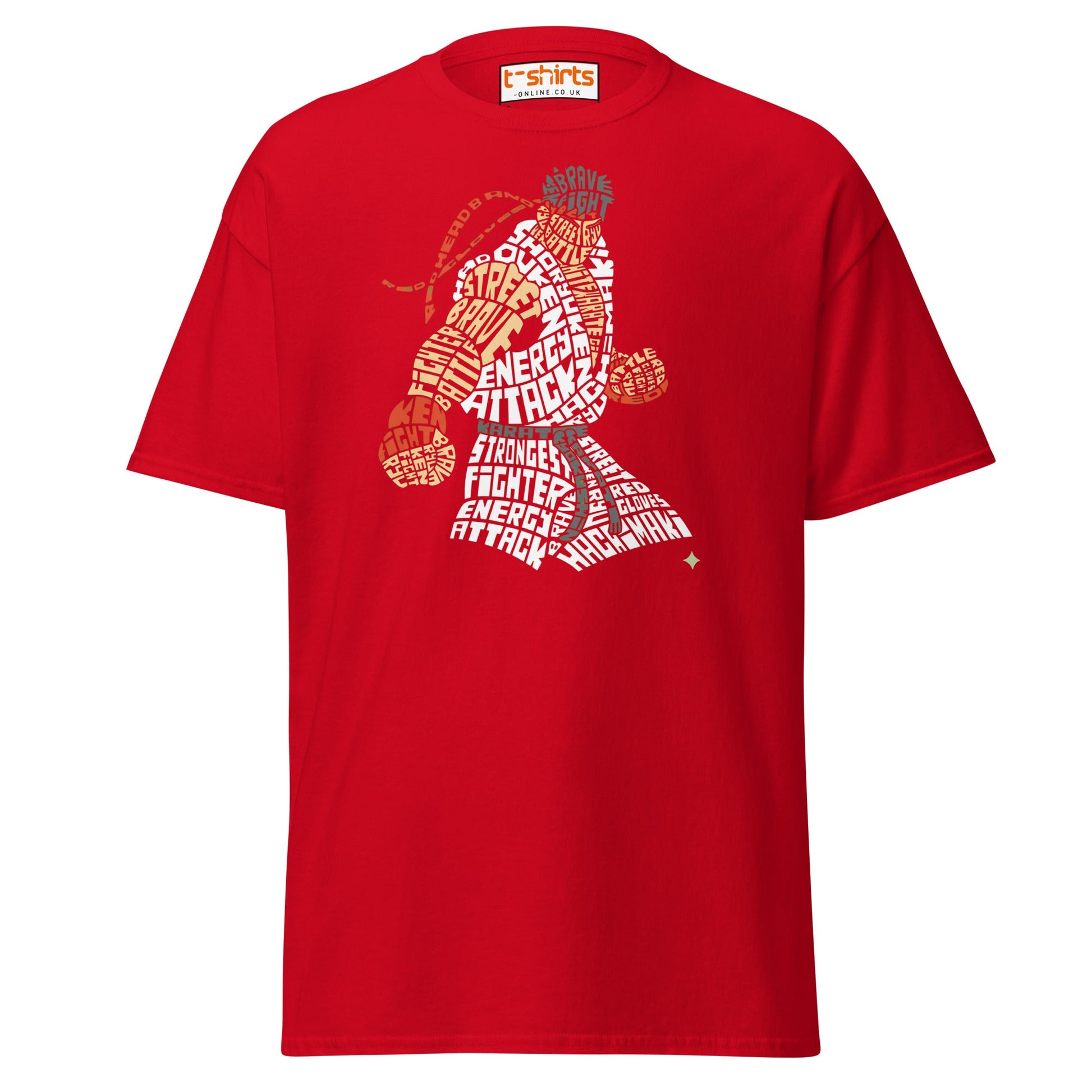 Street Fighter Word Art T-Shirt | Typography Fighter Tee - Red - T-Shirts Online