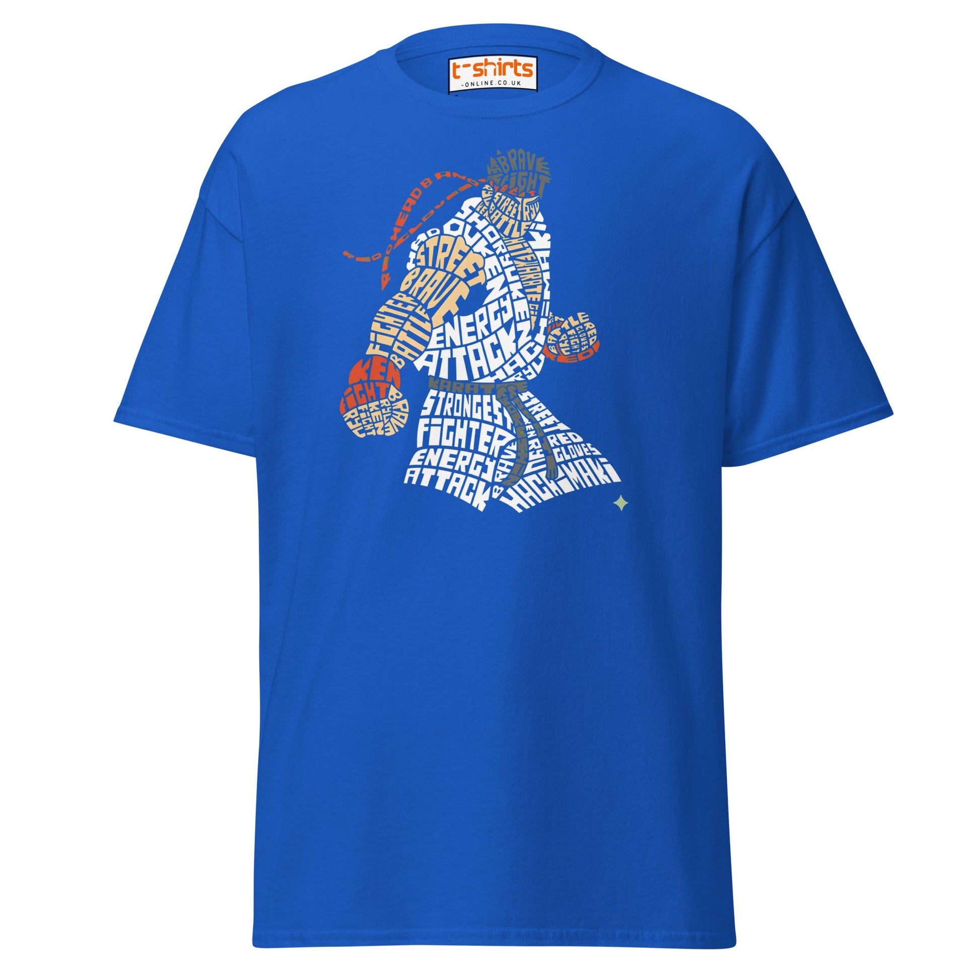 Street Fighter Word Art T-Shirt | Typography Fighter Tee - Royal - T-Shirts Online