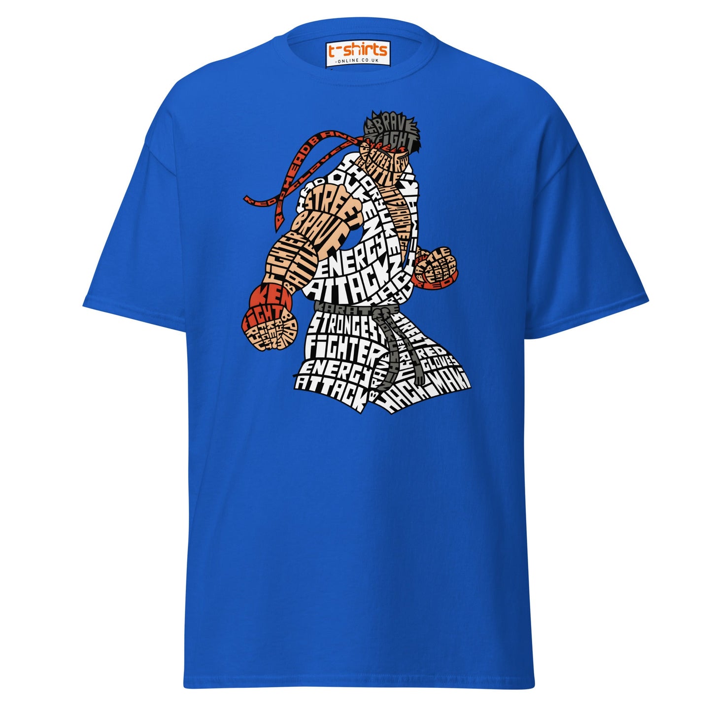 Street Fighter Word Art T-Shirt | Typography Fighter Tee - Royal - T-Shirts Online