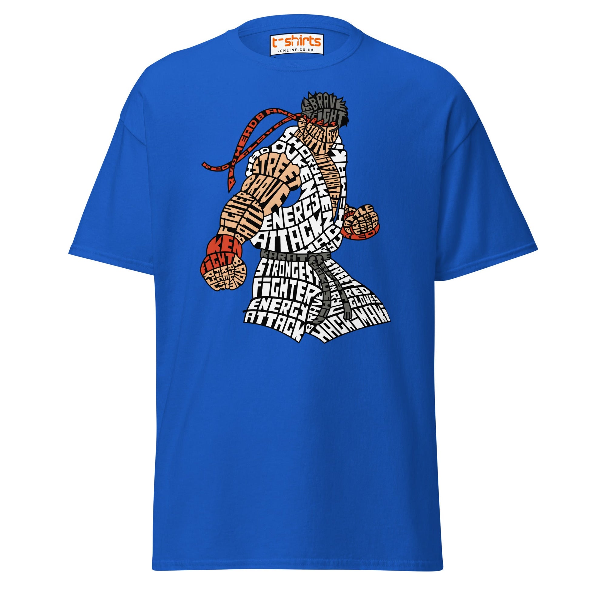 Street Fighter Word Art T-Shirt | Typography Fighter Tee - Royal - T-Shirts Online