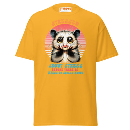 Stressed About Stress Funny Possum T-Shirt - Gold - T-Shirts Online