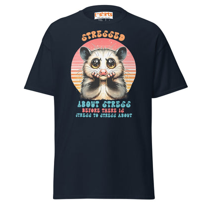 Stressed About Stress Funny Possum T-Shirt - Navy - T-Shirts Online
