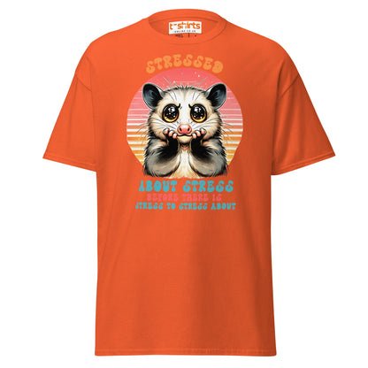 Stressed About Stress Funny Possum T-Shirt - Orange - T-Shirts Online
