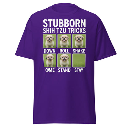 Stubborn Shih Tzu Tricks Funny Dog Lover T-Shirt - Purple - T-Shirts Online