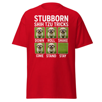 Stubborn Shih Tzu Tricks Funny Dog Lover T-Shirt - Red - T-Shirts Online