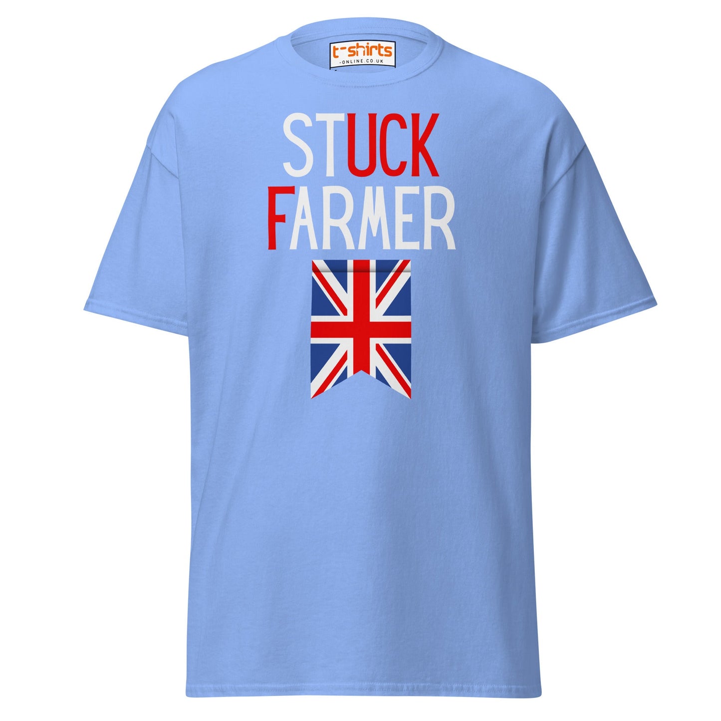 Stuck Farmer Funny UK T-Shirt - Carolina Blue - T-Shirts Online