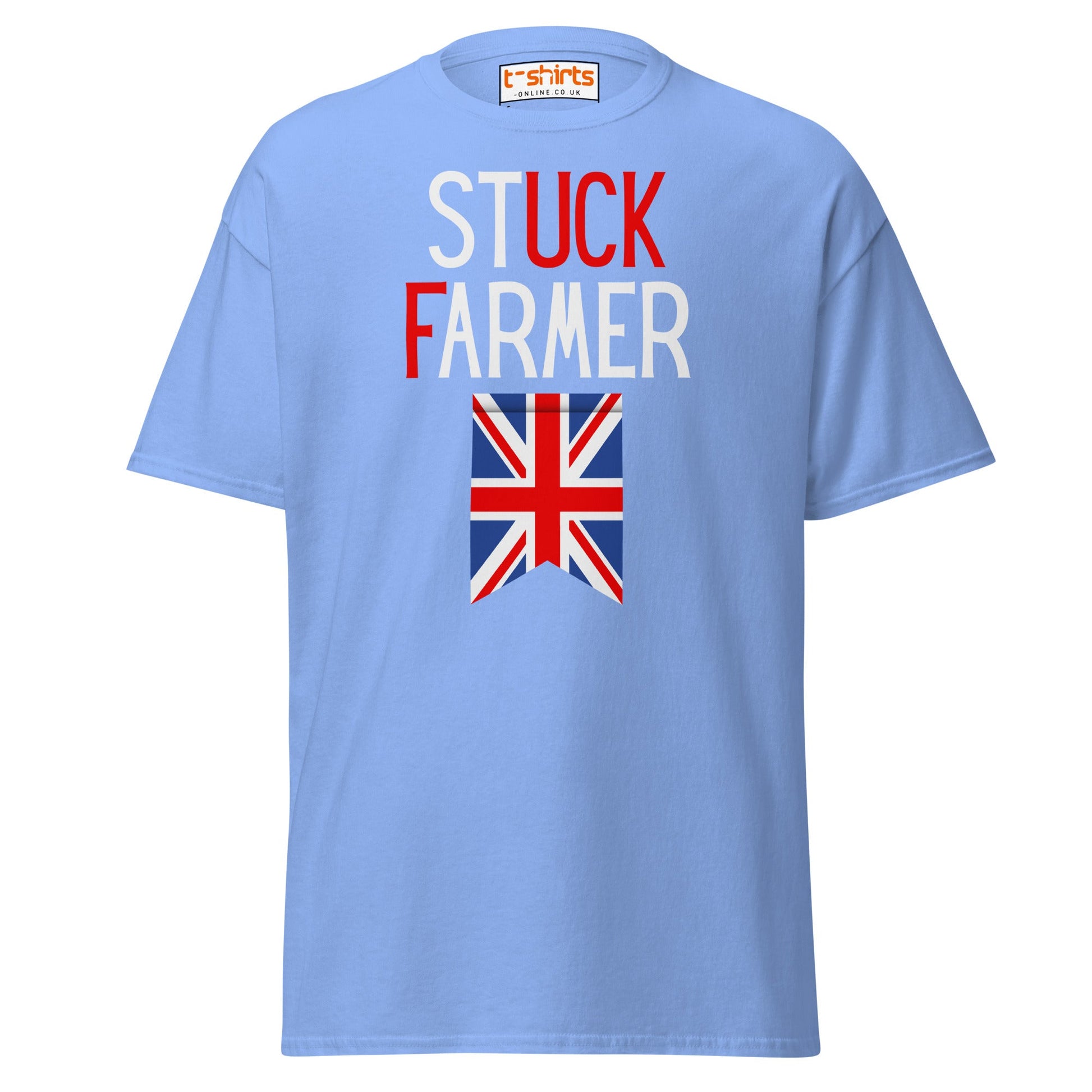 Stuck Farmer Funny UK T-Shirt - Carolina Blue - T-Shirts Online