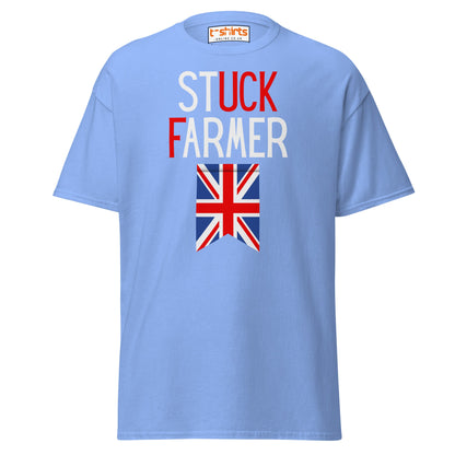 Stuck Farmer Funny UK T-Shirt - Carolina Blue - T-Shirts Online