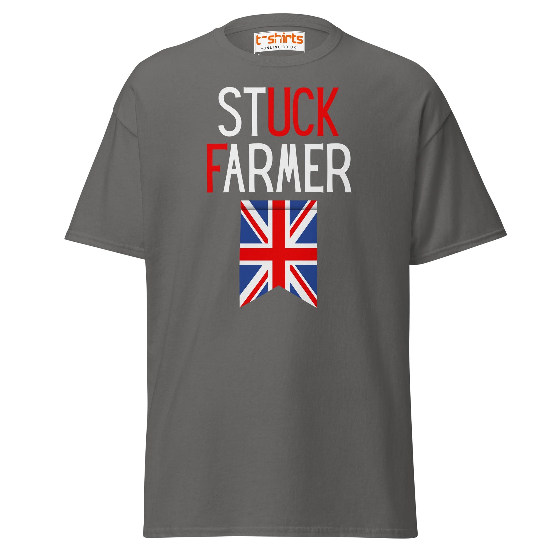 Stuck Farmer Funny UK T-Shirt - Charcoal - T-Shirts Online