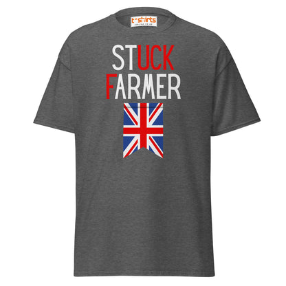 Stuck Farmer Funny UK T-Shirt - Dark Heather - T-Shirts Online