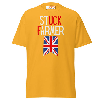 Stuck Farmer Funny UK T-Shirt - Gold - T-Shirts Online