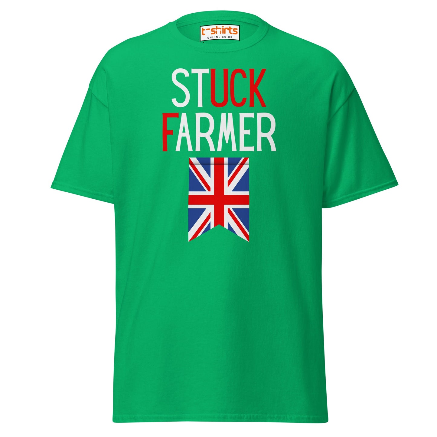 Stuck Farmer Funny UK T-Shirt - Irish Green - T-Shirts Online