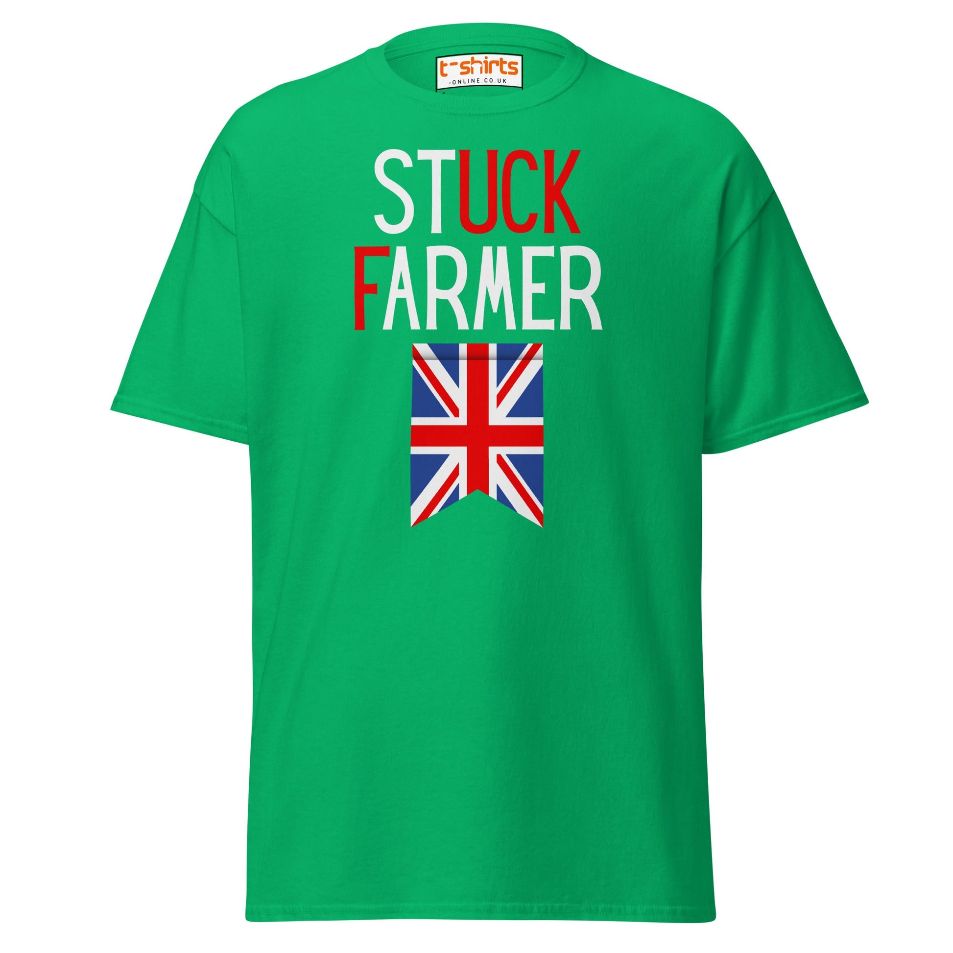 Stuck Farmer Funny UK T-Shirt - Irish Green - T-Shirts Online