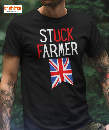 Stuck Farmer Funny UK T-Shirt - Maroon - T-Shirts Online