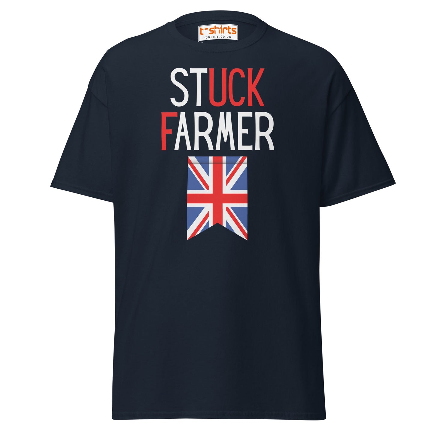 Stuck Farmer Funny UK T-Shirt - Navy - T-Shirts Online