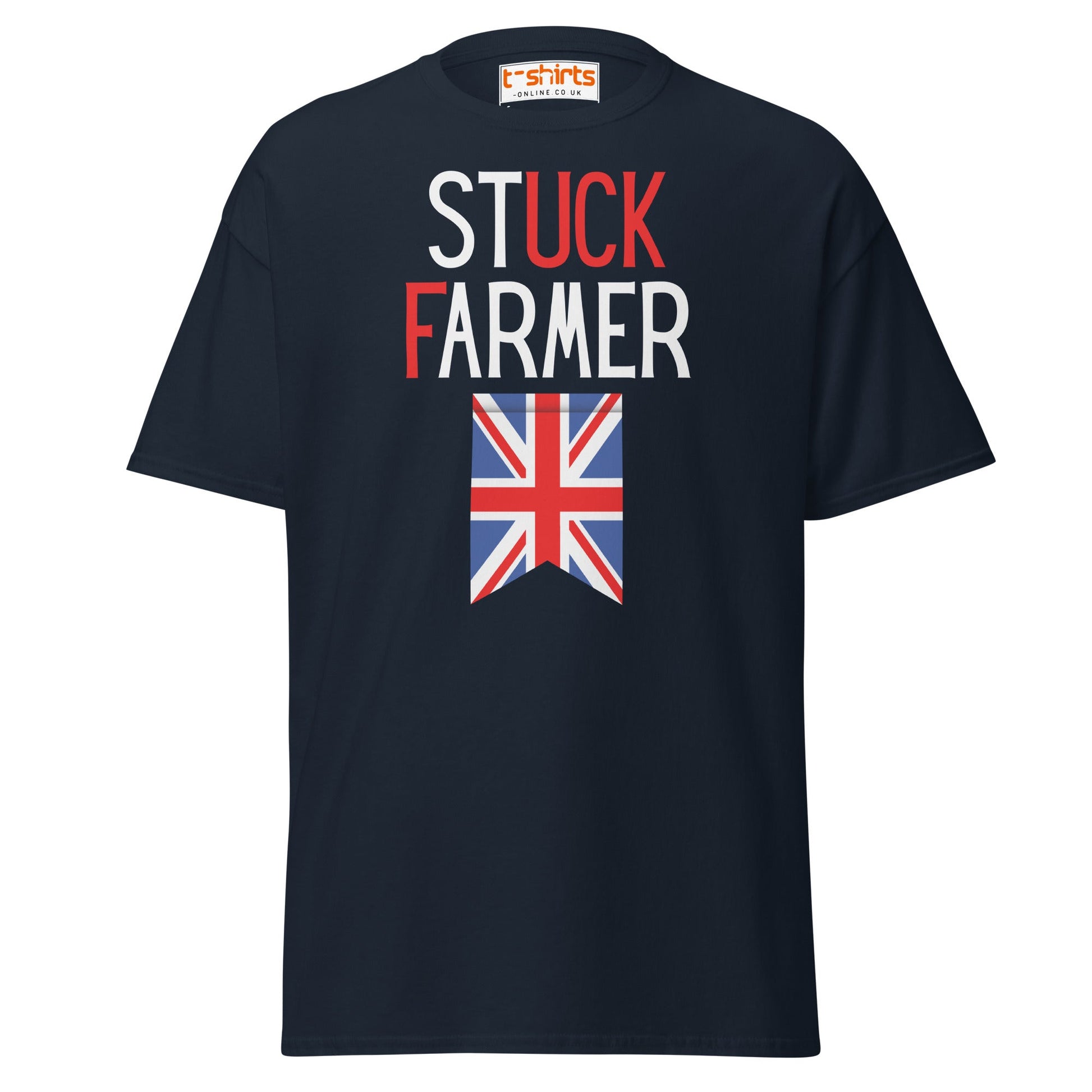 Stuck Farmer Funny UK T-Shirt - Navy - T-Shirts Online