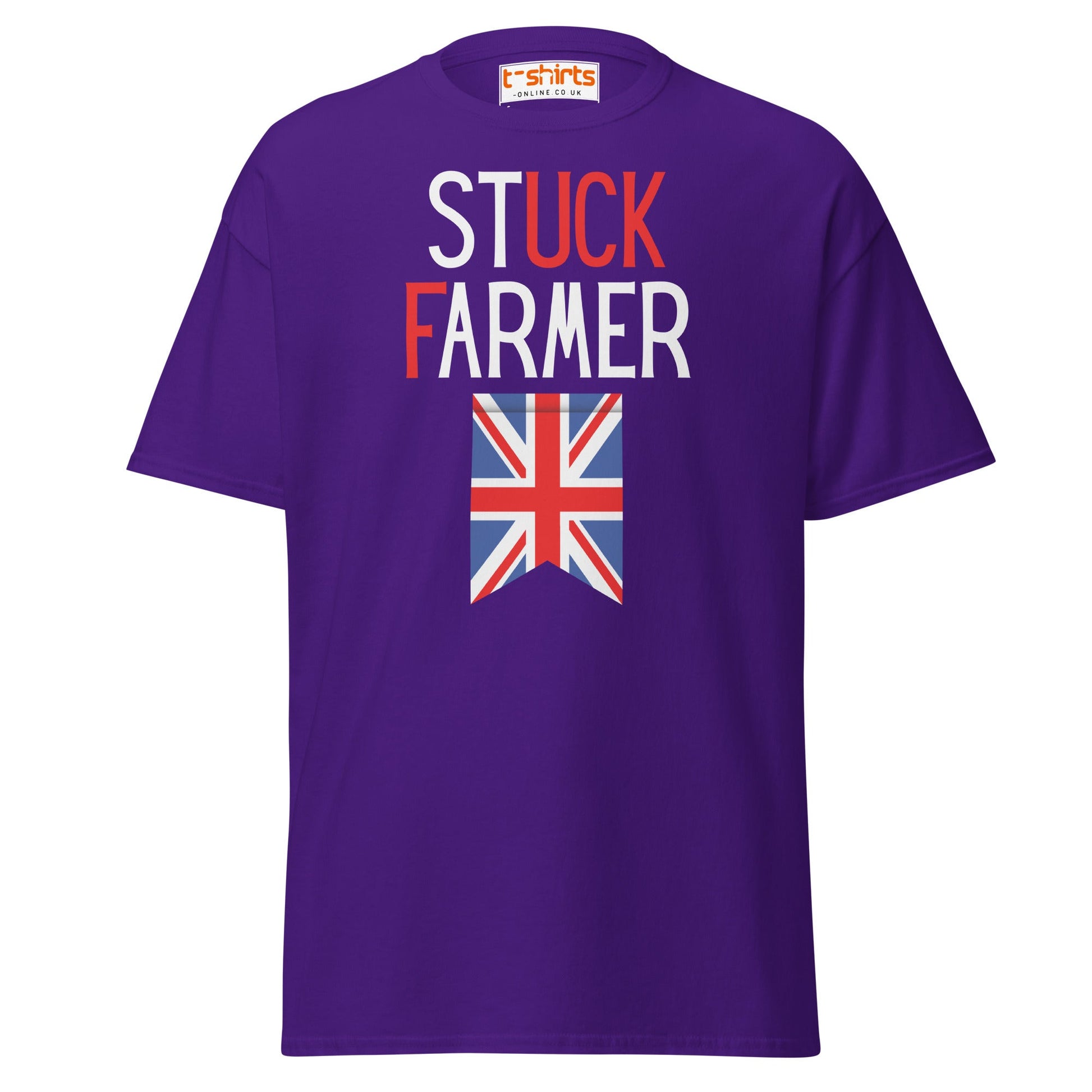 Stuck Farmer Funny UK T-Shirt - Purple - T-Shirts Online