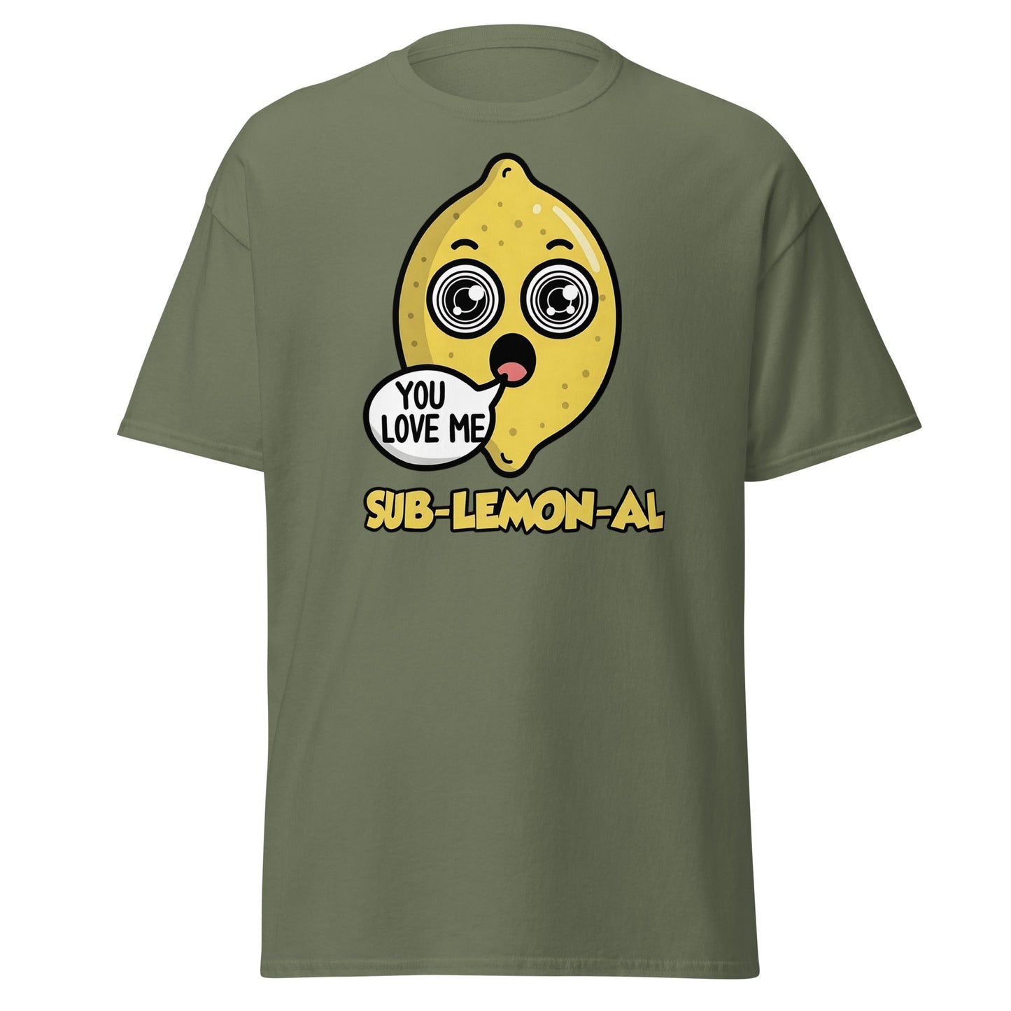 Sub - Lemon - Al Funny Pun T-Shirt | Hypnotic Lemon Graphic Tee - Military Green - T-Shirts Online