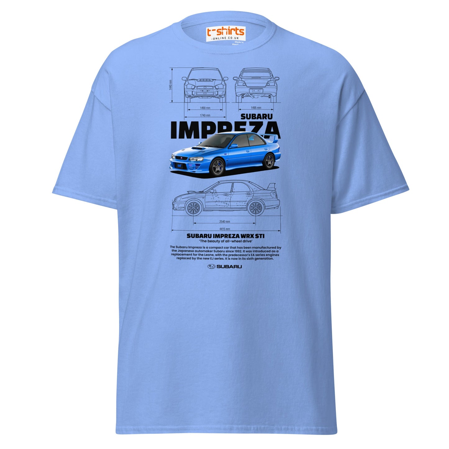 Subaru Impreza WRX STI T-Shirt | JDM Rally Legend Tee - Carolina Blue - T-Shirts Online