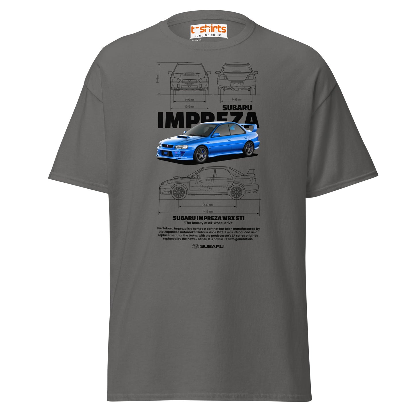 Subaru Impreza WRX STI T-Shirt | JDM Rally Legend Tee - Charcoal - T-Shirts Online