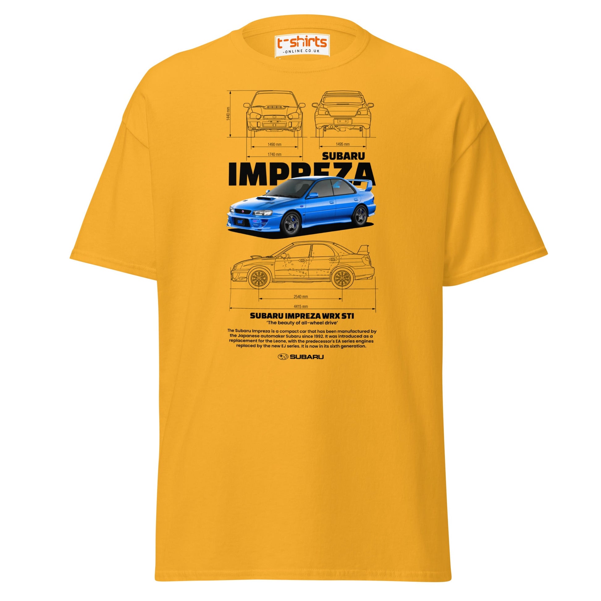 Subaru Impreza WRX STI T-Shirt | JDM Rally Legend Tee - Gold - T-Shirts Online