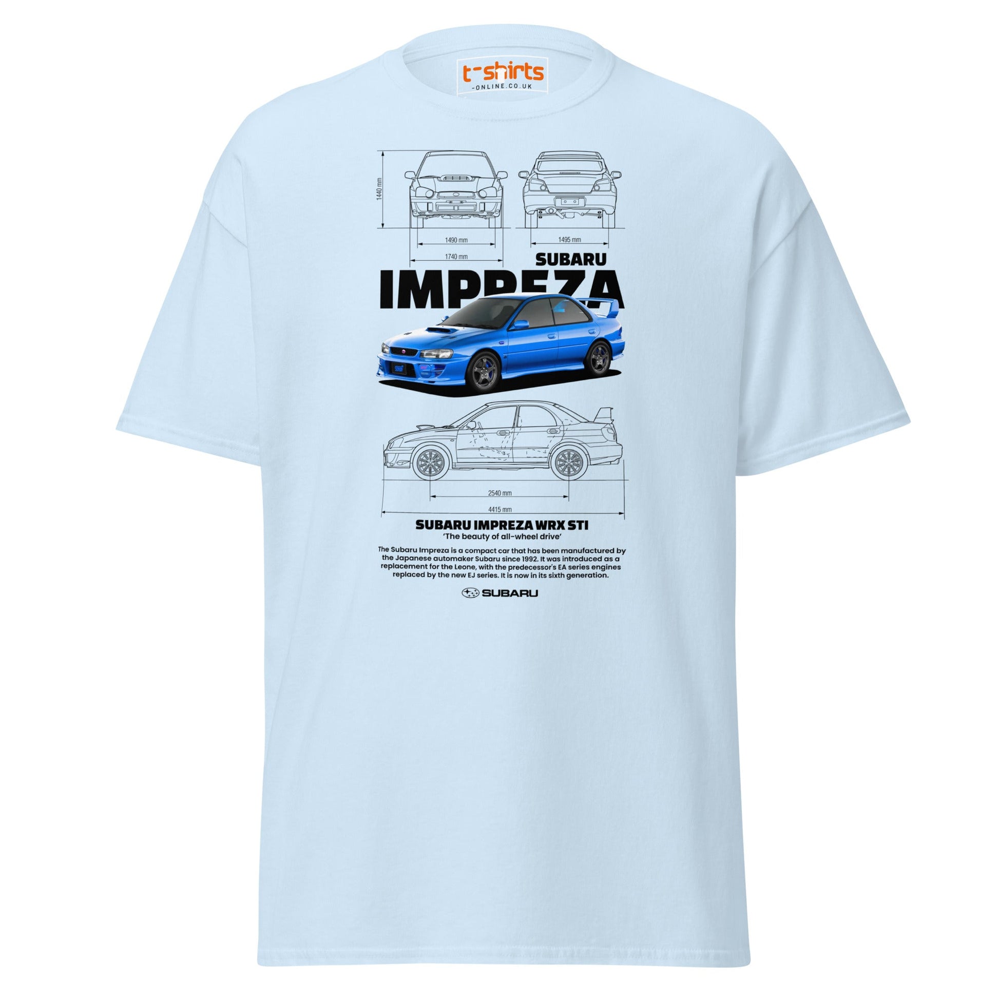 Subaru Impreza WRX STI T-Shirt | JDM Rally Legend Tee - Light Blue - T-Shirts Online