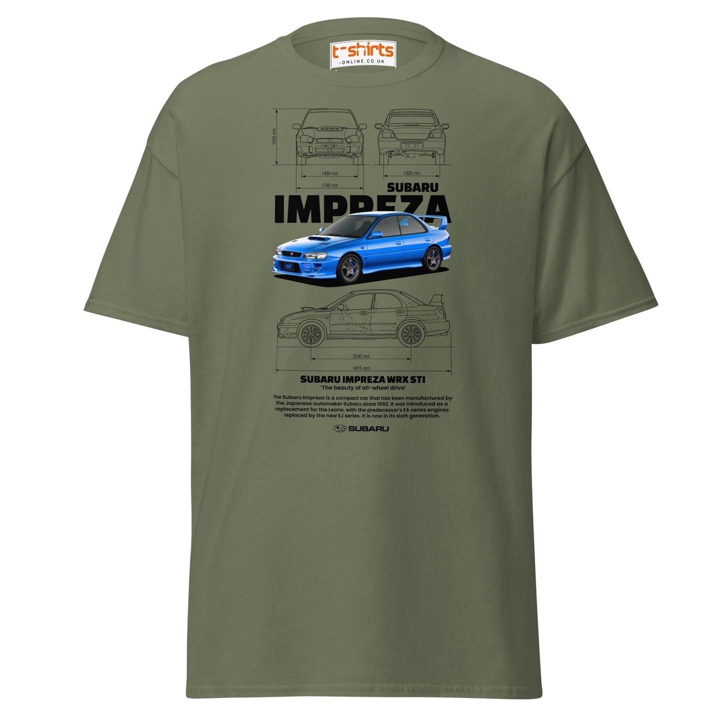 Subaru Impreza WRX STI T-Shirt | JDM Rally Legend Tee - Military Green - T-Shirts Online