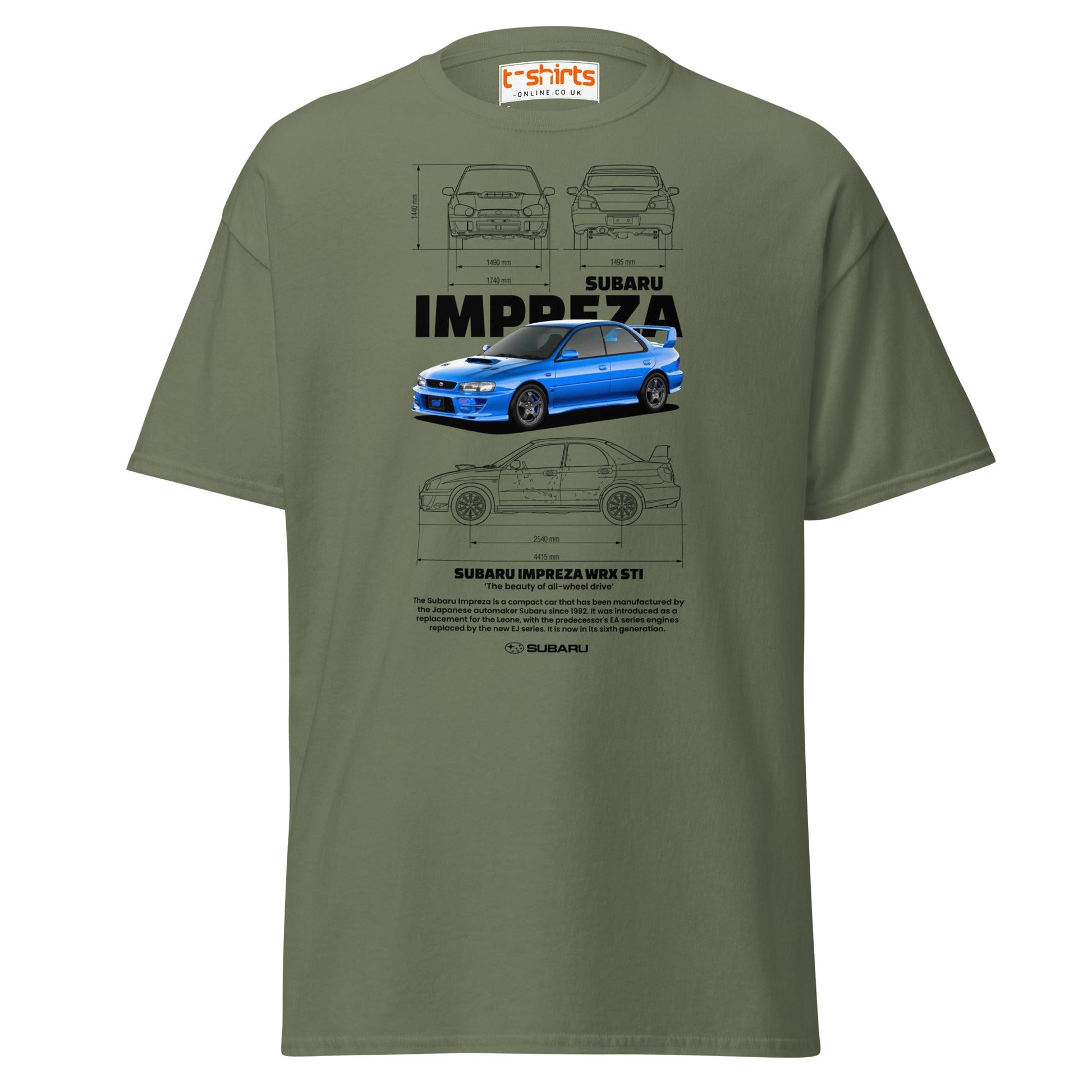 Subaru Impreza WRX STI T-Shirt | JDM Rally Legend Tee - Military Green - T-Shirts Online