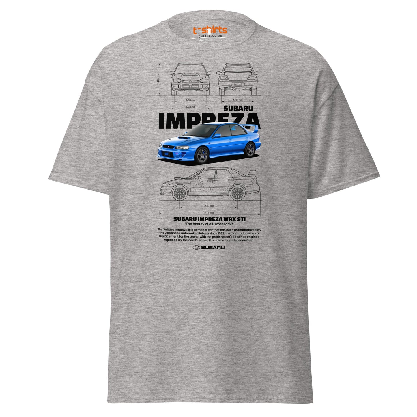 Subaru Impreza WRX STI T-Shirt | JDM Rally Legend Tee - Sport Grey - T-Shirts Online