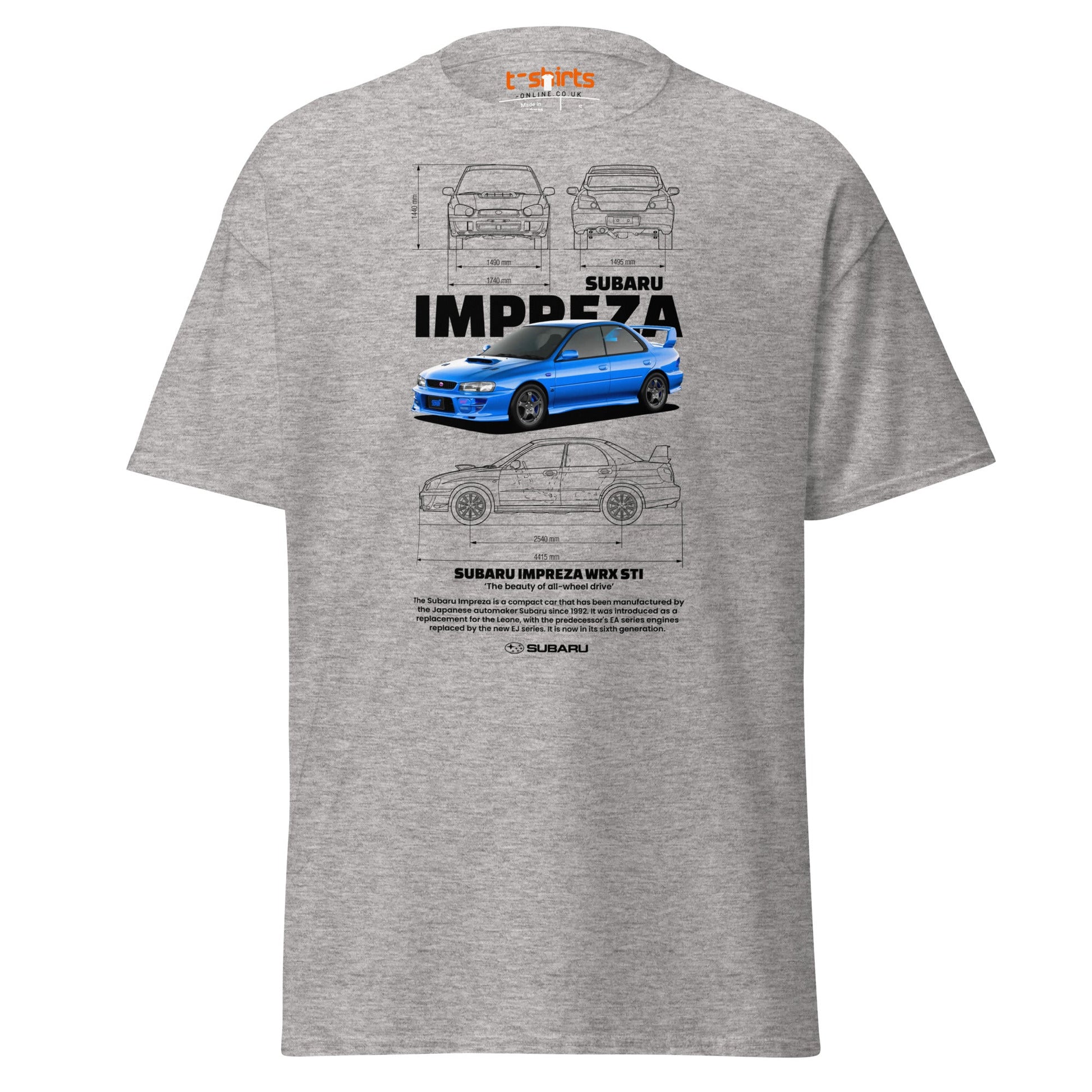 Subaru Impreza WRX STI T-Shirt | JDM Rally Legend Tee - Sport Grey - T-Shirts Online