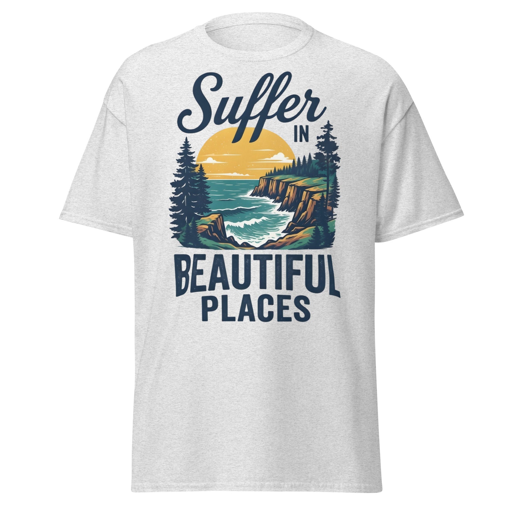 Suffer in Beautiful Places T-Shirt - Retro Outdoor Tee - Ash - T-Shirts Online