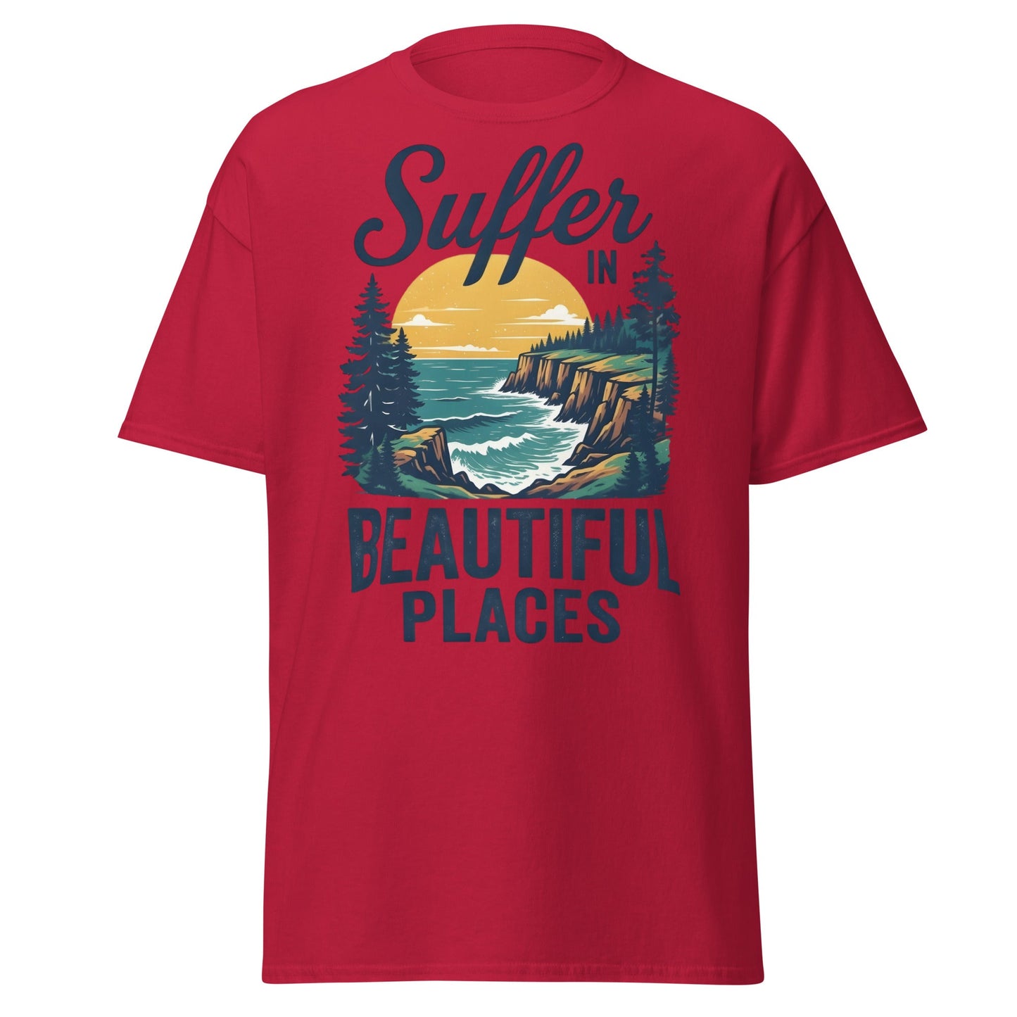 Suffer in Beautiful Places T-Shirt - Retro Outdoor Tee - Cardinal - T-Shirts Online