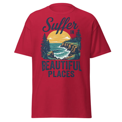 Suffer in Beautiful Places T-Shirt - Retro Outdoor Tee - Cardinal - T-Shirts Online