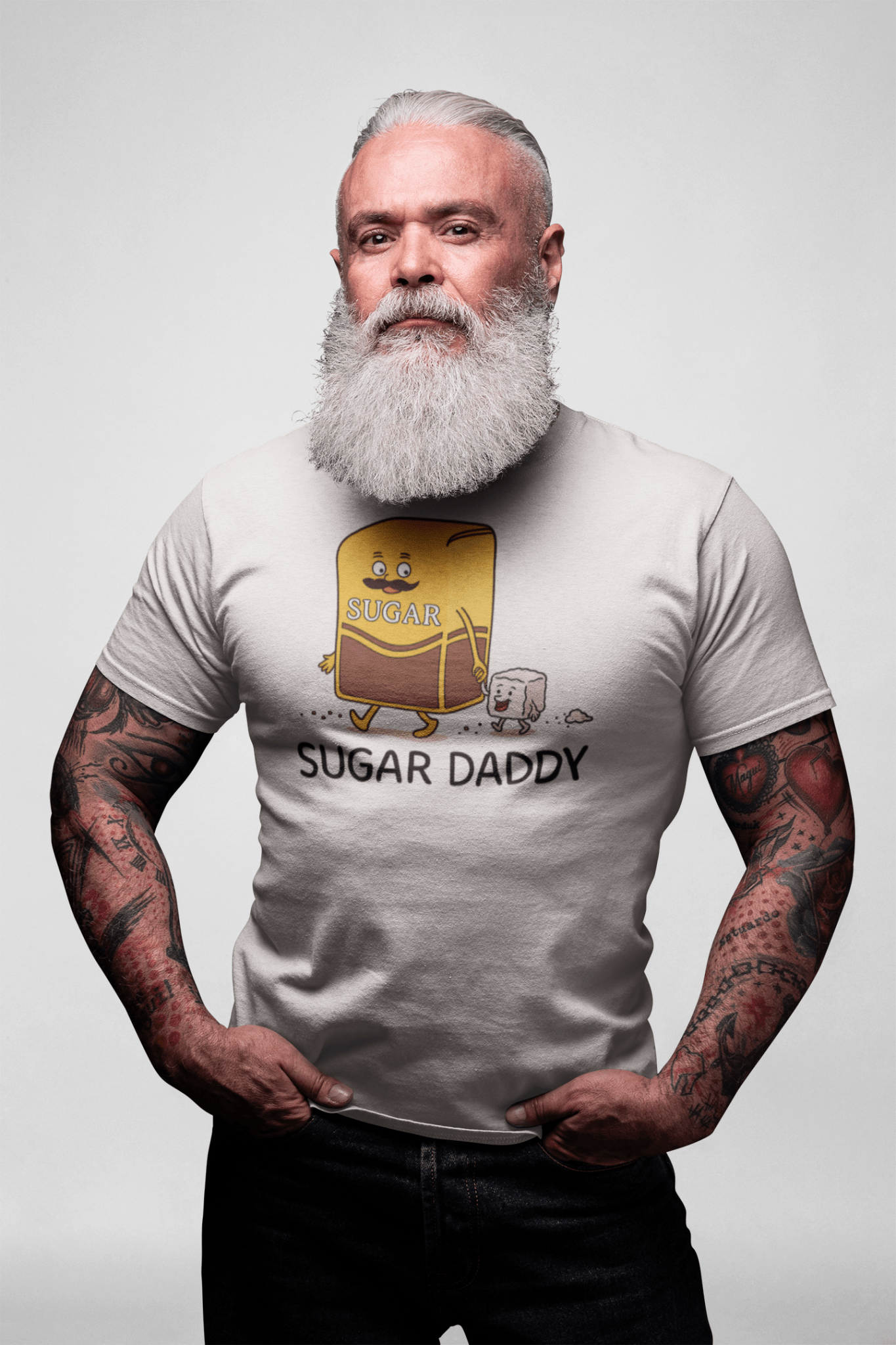Sugar Daddy Funny Cartoon T-Shirt – Sweet Pun Tee - Ash - T-Shirts Online