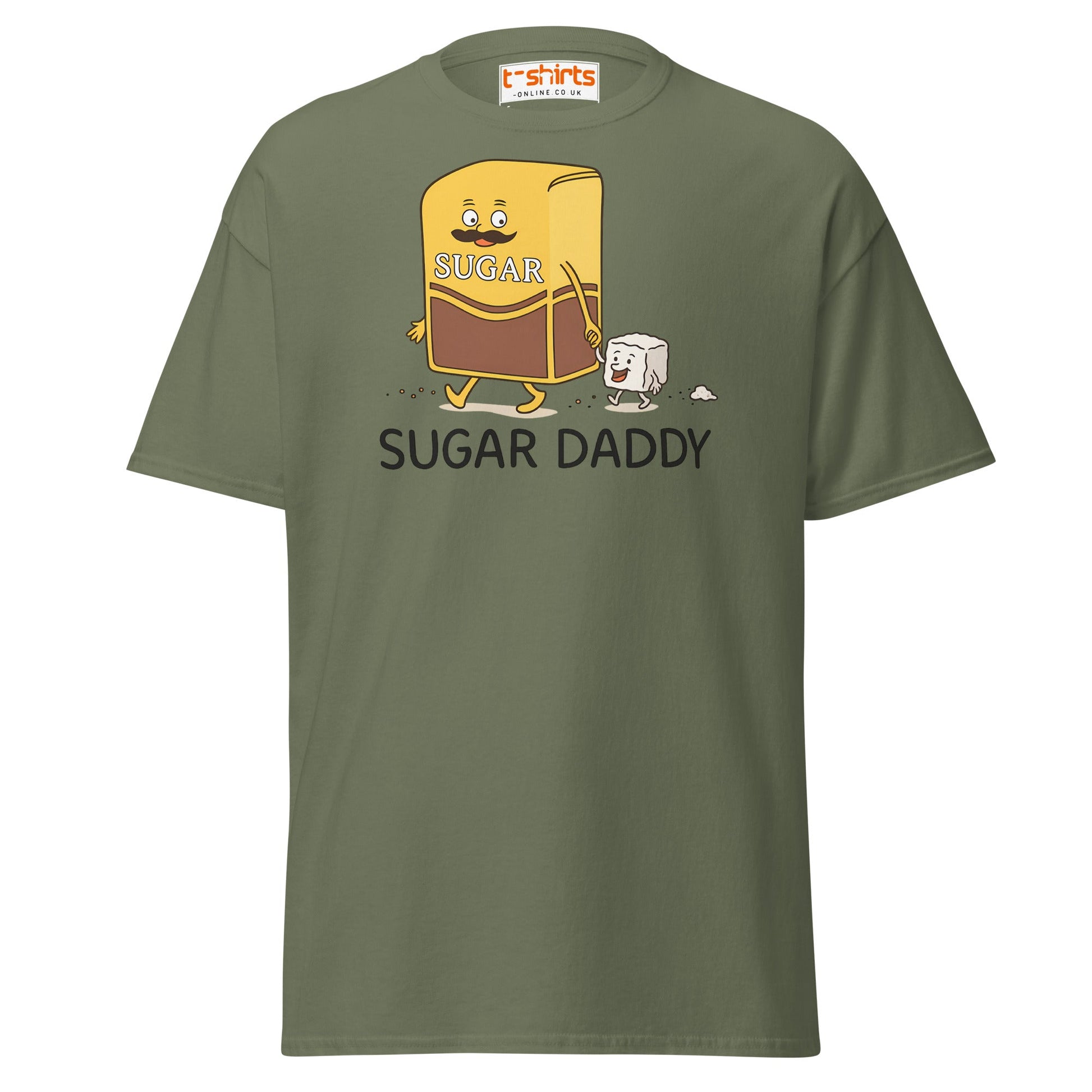 Sugar Daddy Funny Cartoon T-Shirt – Sweet Pun Tee - Military Green - T-Shirts Online