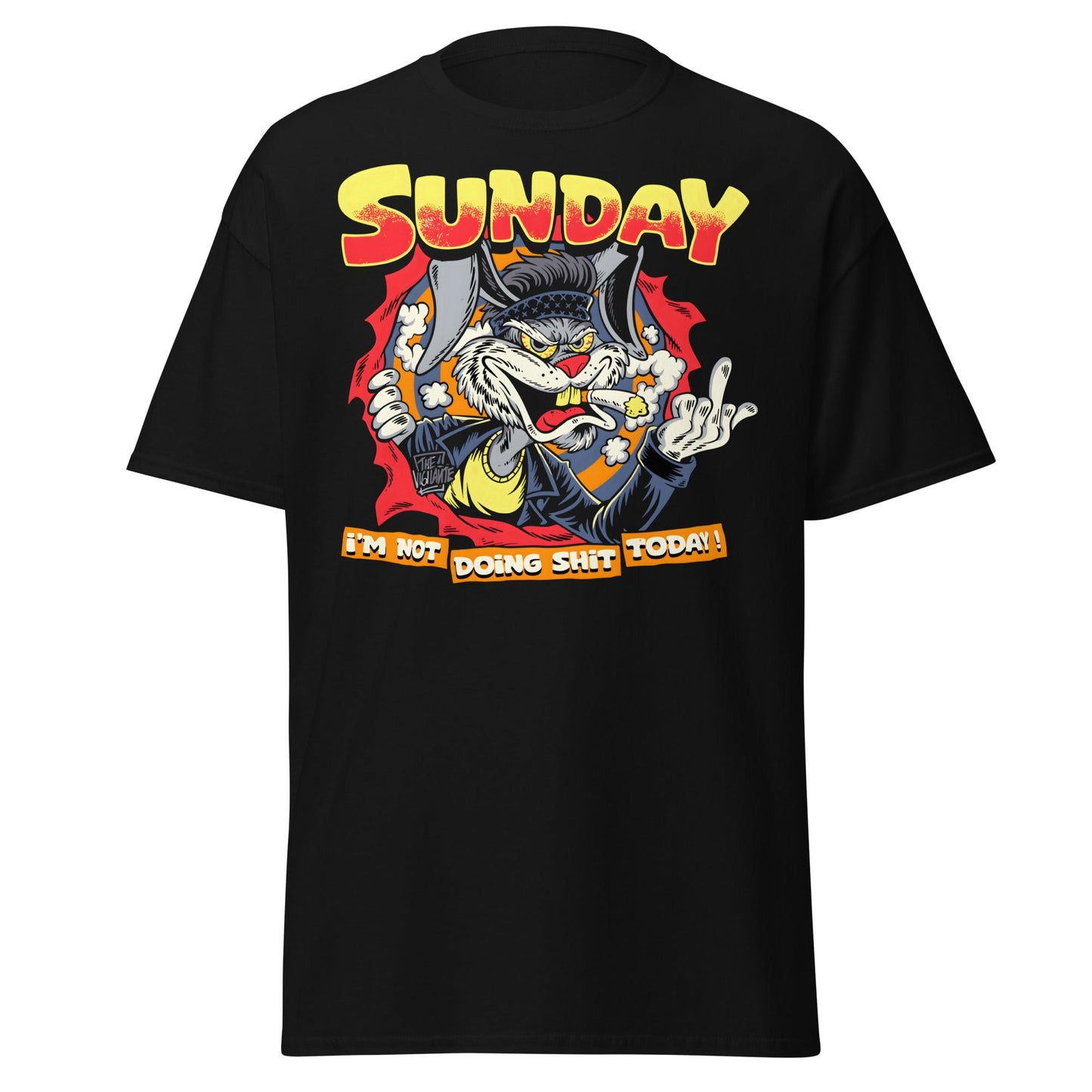 Sunday I'm Not Doing Sh*t Today Rabbit T-Shirt - S - T-Shirts Online