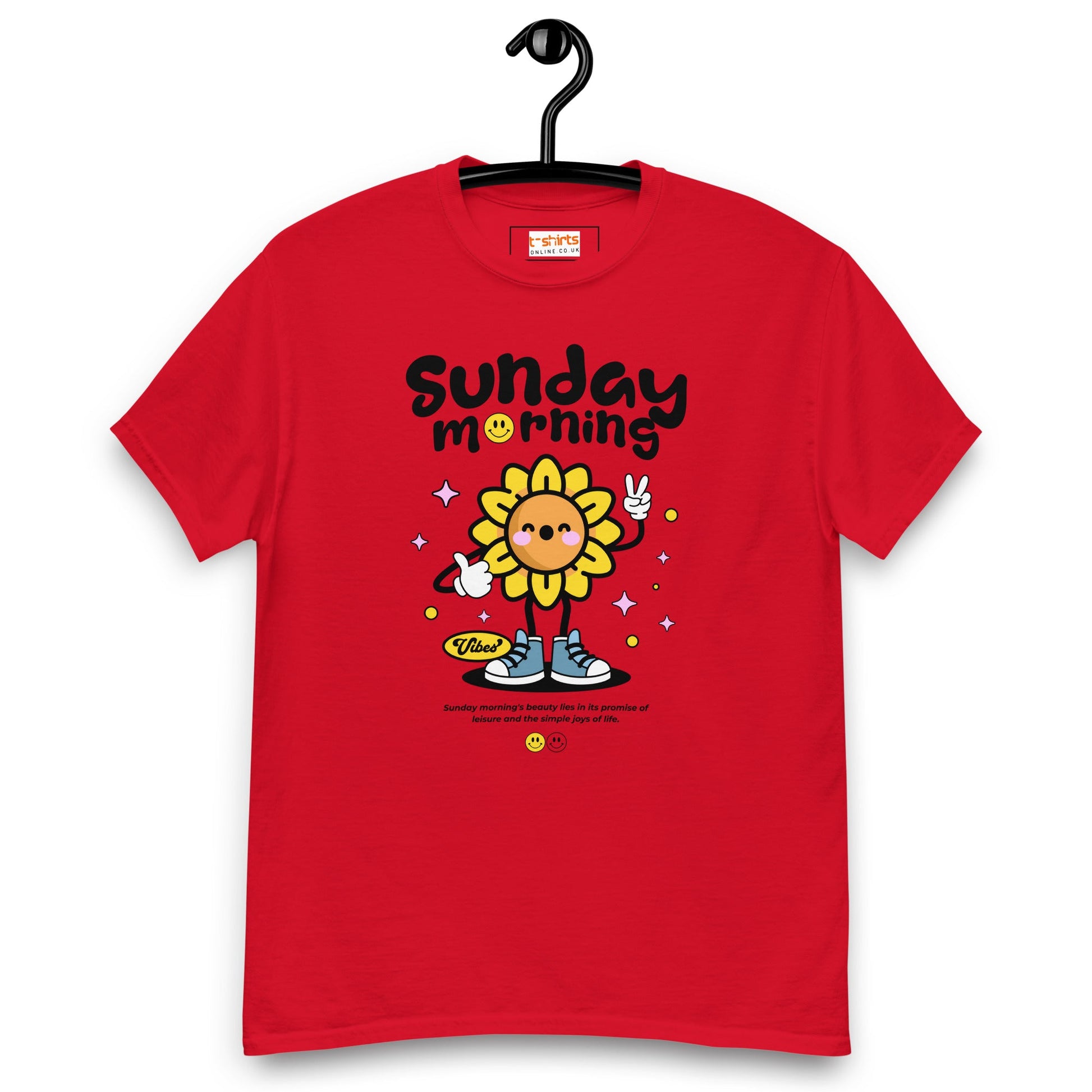 Sunday Morning T-Shirt | Relaxing T-Shirt - Red - T-Shirts Online