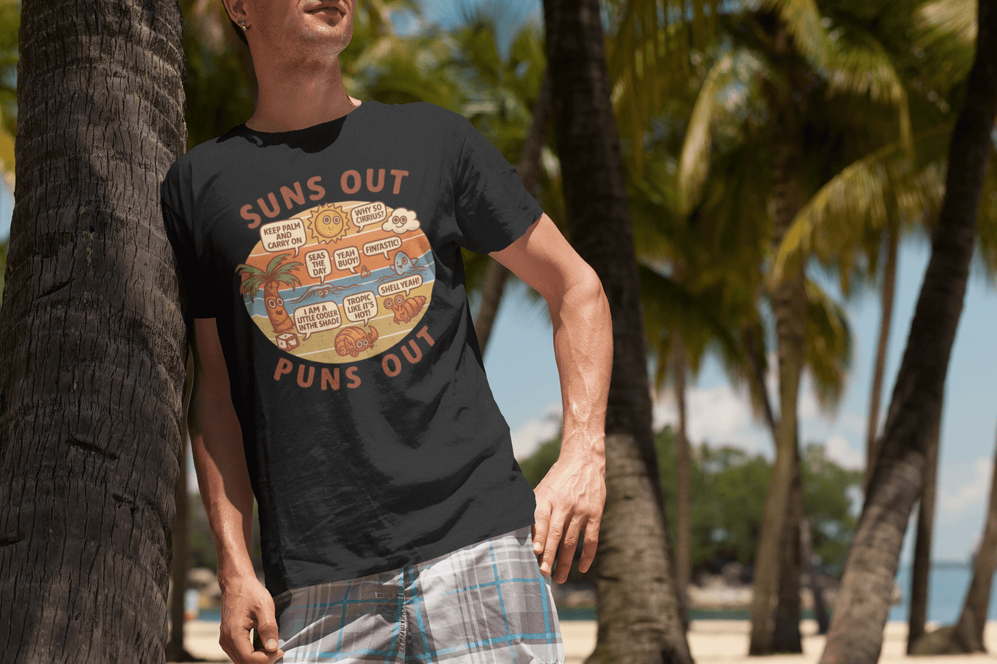 Suns Out Puns Out T-Shirt – Funny Beach Pun Tee - Navy - T-Shirts Online
