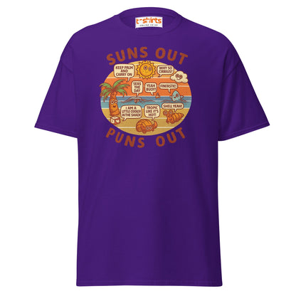 Suns Out Puns Out T-Shirt – Funny Beach Pun Tee - Purple - T-Shirts Online