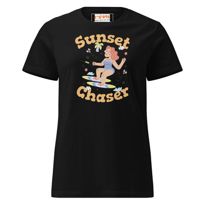 Sunset Chaser T-Shirt | Women's Soft Semi - Fitted Tee - Black - T-Shirts Online