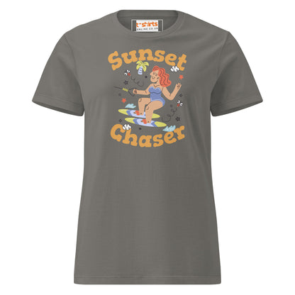Sunset Chaser T-Shirt | Women's Soft Semi - Fitted Tee - Charcoal - T-Shirts Online