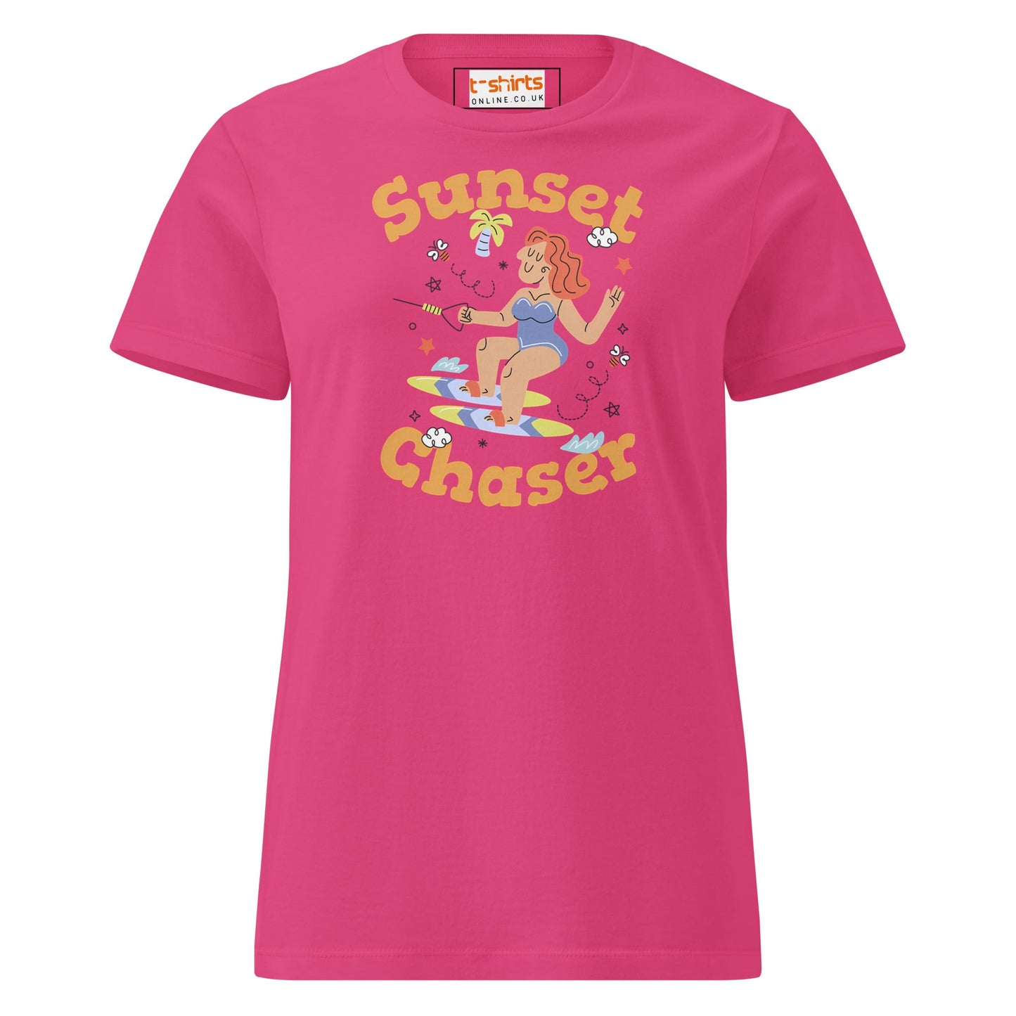 Sunset Chaser T-Shirt | Women's Soft Semi - Fitted Tee - Heliconia - T-Shirts Online