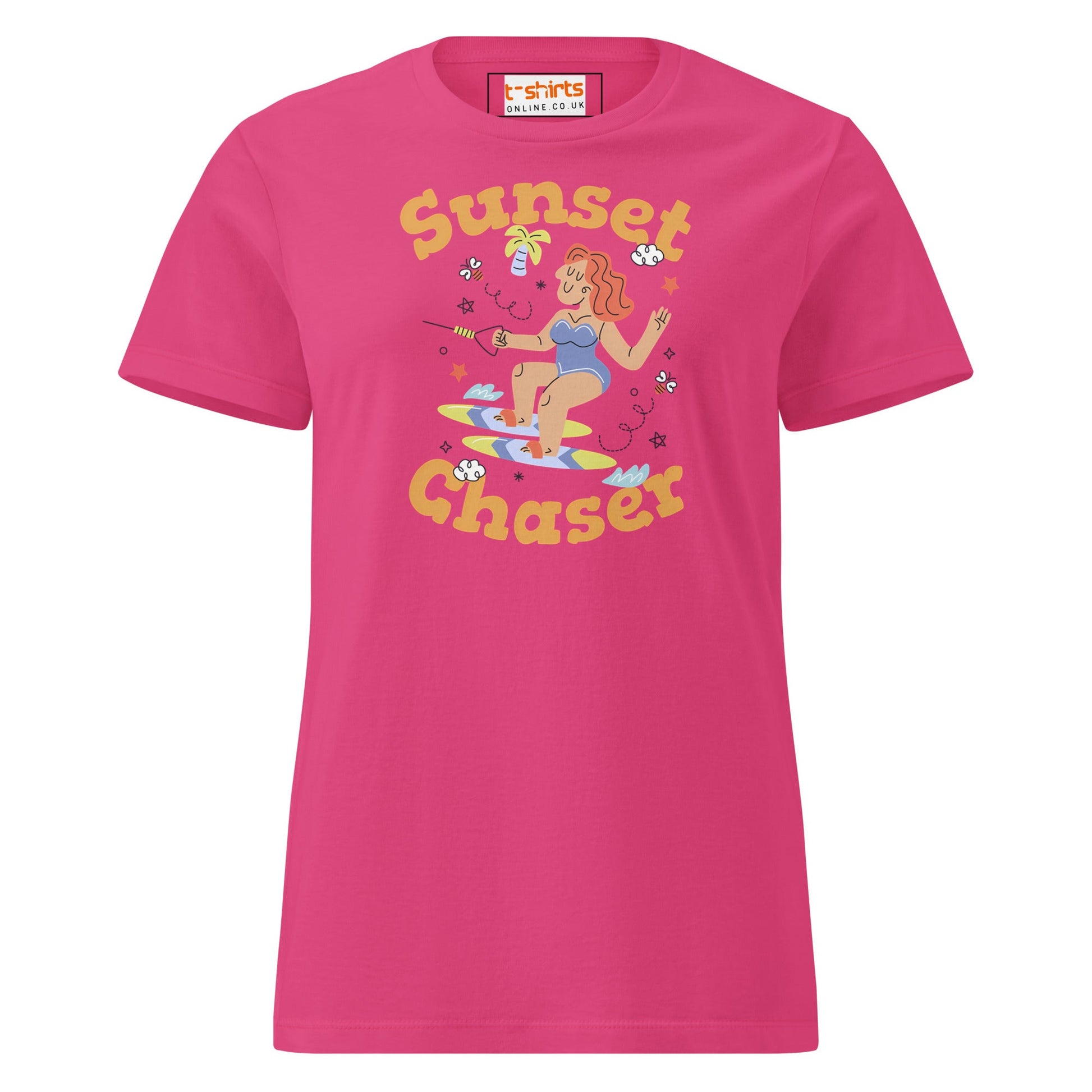 Sunset Chaser T-Shirt | Women's Soft Semi - Fitted Tee - Heliconia - T-Shirts Online