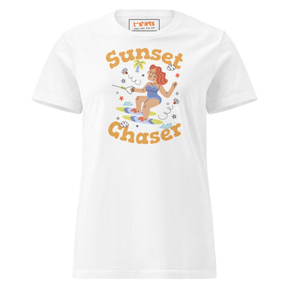 Sunset Chaser T-Shirt | Women's Soft Semi - Fitted Tee - White - T-Shirts Online
