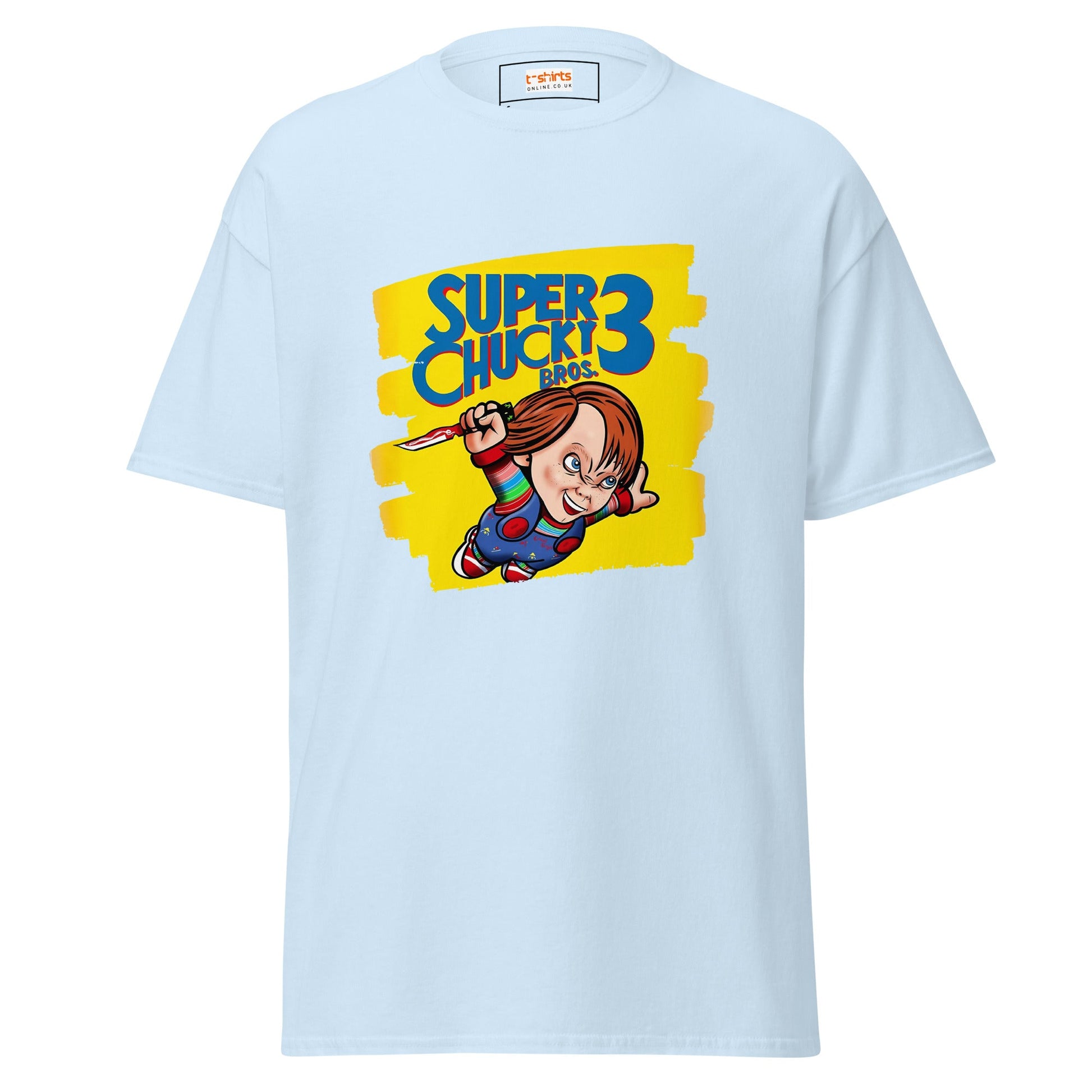 Super Chucky Bros 3 | Horror Gaming T-Shirt - Light Blue - T-Shirts Online