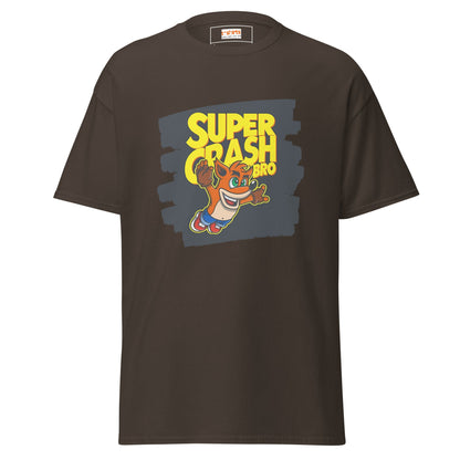 Super Crash Bros | Gaming Mashup T-Shirt - Dark Chocolate - T-Shirts Online