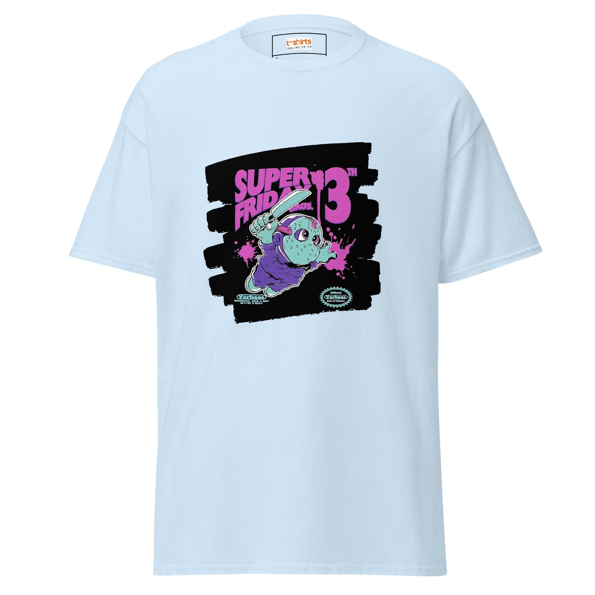 Super Friday 13th | Mashup Gamer Horror T-Shirt - Light Blue - T-Shirts Online
