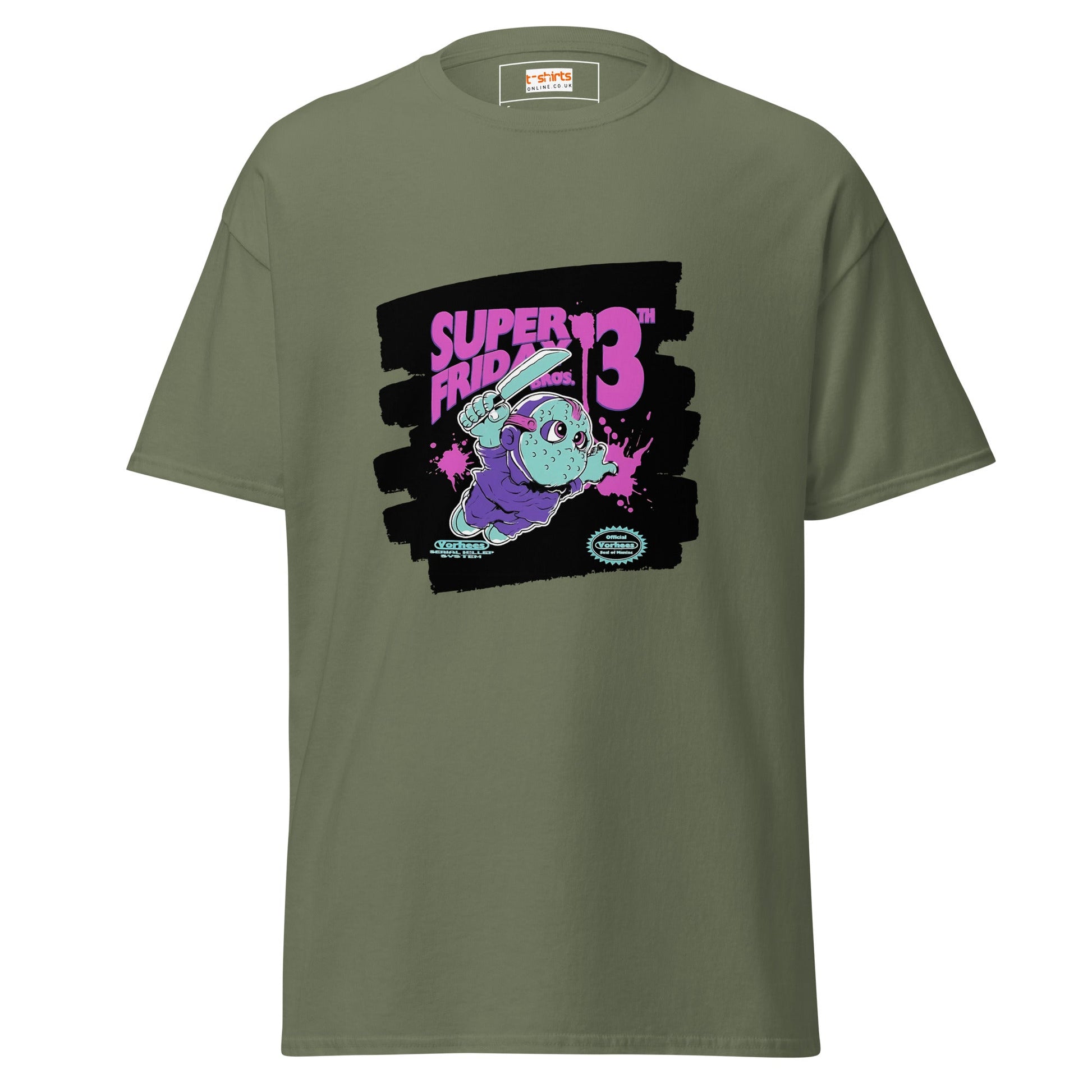 Super Friday 13th | Mashup Gamer Horror T-Shirt - Military Green - T-Shirts Online