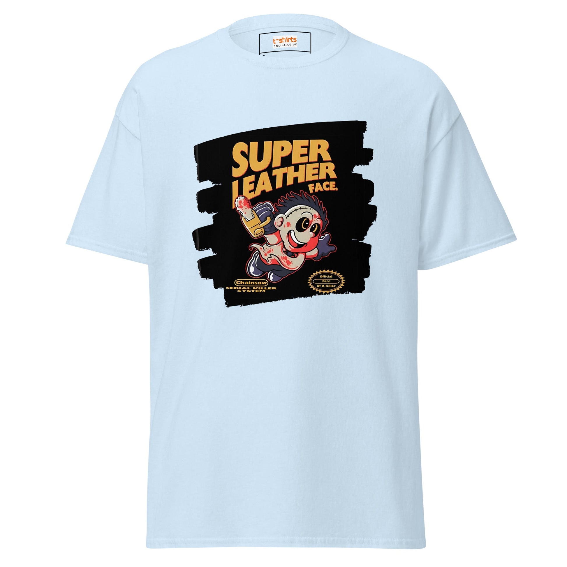 Super Leatherface | Movie Mashup T-Shirt - Light Blue - T-Shirts Online