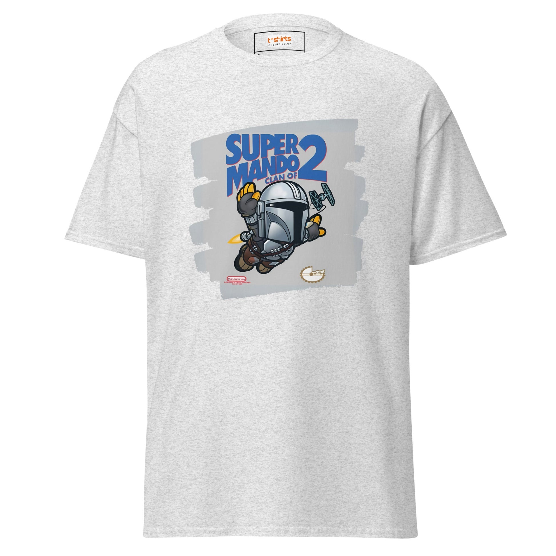 Super Mando 2 | Mandolorian Mashup Gaming T-Shirt - Ash - T-Shirts Online